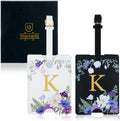 2 Pack PU Leather Privacy Luggage Tags, Double-Layer Hidden ID by Unknown