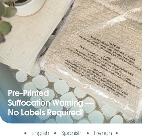 12” X 15” (100 Count) Self Seal Clear Poly Bags with Suffocation Warning - Image 3