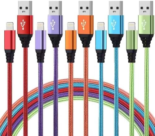 iPhone Charger 10FT 5Pack Apple MFi Certified Lightning Cable Fast Charging Nylon Braided USB-A to Lightning Compatible with iPhone 14/13 mini/14/13/12/11 Pro MAX/XR/XS/8/7/Plus/6S/SE/iPad by Aurnoet