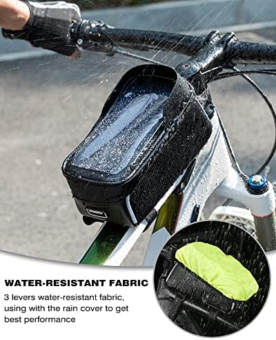 ROCKBROS Bike/Bicycle Phone Front Frame Bag, Waterproof, Tube Cycling Pouch - Image 4
