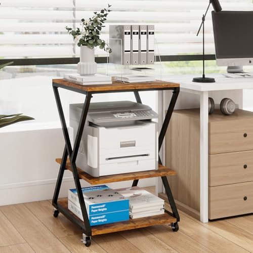 Natwind 3 Tier Large Printer Table,19.7''x19.7'', Height Adjustable,Retro - Image 2
