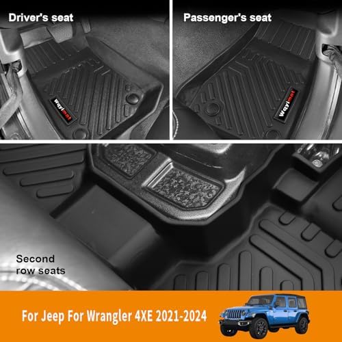 Custom for 2021-2025 2026 Jeep Wrangler JL 4XE Floor Mats and Cargo Liner All Weather TPE Rubber Protection Mat (Only for Jeep Wrangler JL 4XE) - Image 3