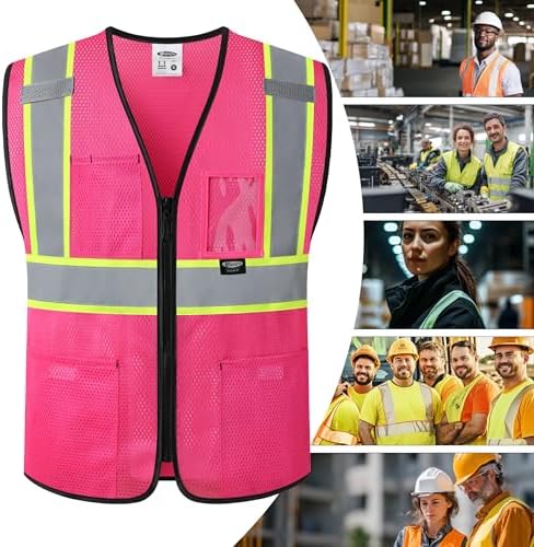 JKSafety Safety Vest for men women Hi Vis Vest with Pockets and Zipper High Visibility Construction Vests BX310 - Image 5