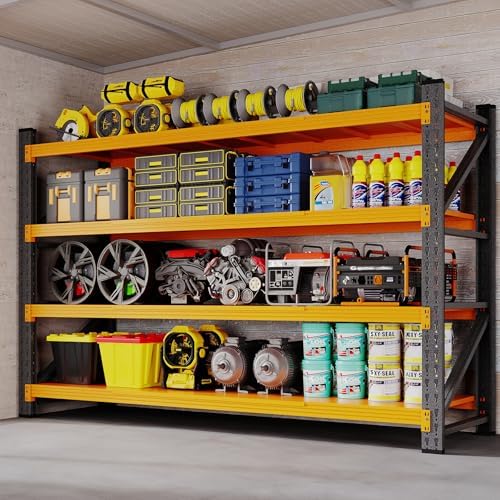 BYNSOE 71" W Storage Shelves 5000lbs Garage Metal Shelving Heavy Duty Garage Shelves Adjustable Storage Shelves for Industrial, Factory (Black-Orange, 71" W x 24" D x 69" H) by BYNSOE