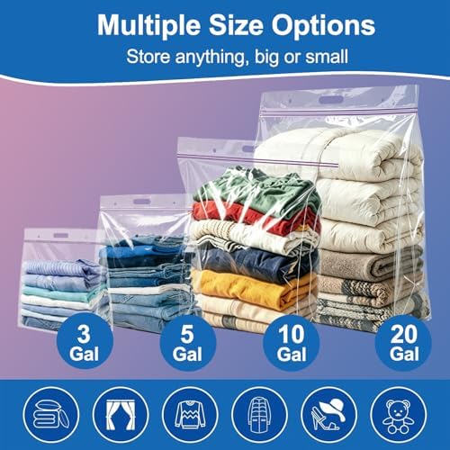 12Pack 24" x 32"+ 5.5" 20 Gallon Huge Clear Plastic Storage Bag with Handle - Image 4