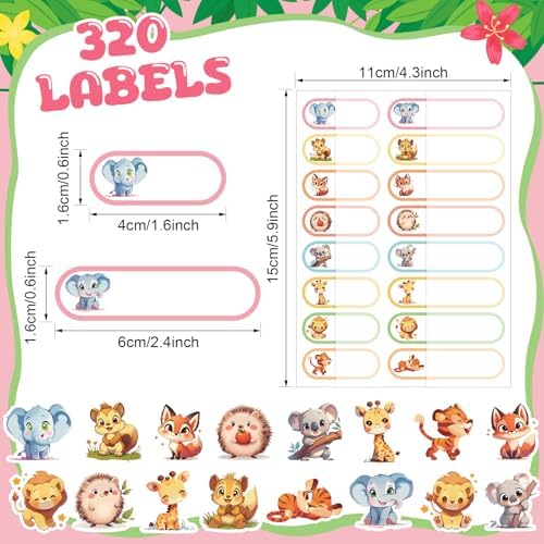 Waterproof Name Labels for Kids Daycare 320 Pcs, Animal - Image 2