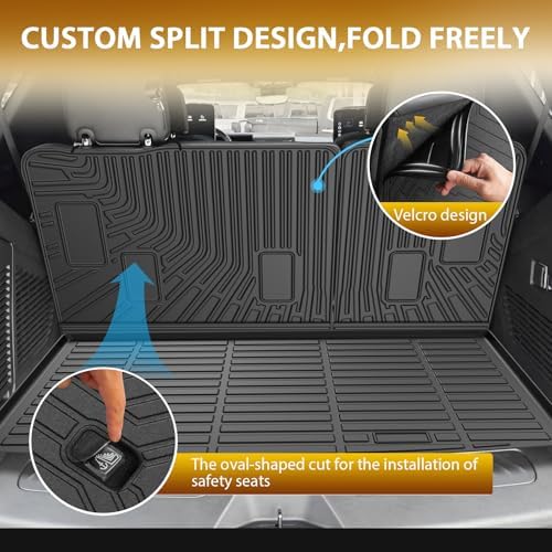 Powerty Floor Mats for 2021-2025 2026 Chevy Chevrolet Suburban/GMC Yukon XL 7 Seats, All Weather 3D TPE Trunk Cargo Liner Seat Back Covers with Door Sill Guards Protectors Full Set Car Accessories - Image 2