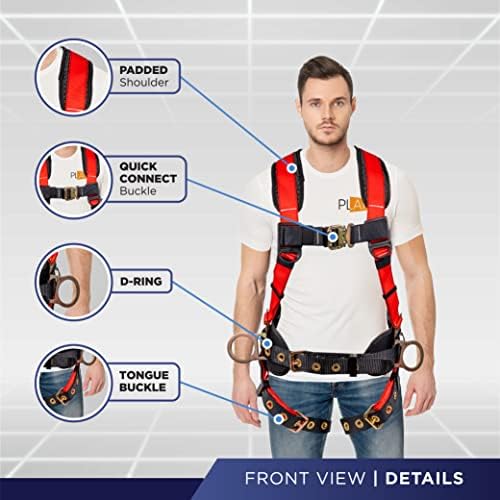 Palmer Safety Hammerhead 5pt Safety Harness Back Padded, QCB Chest, Tongue Buckel Legs Straps, Back & Side D-Rings - Image 2