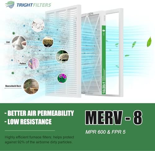 TRIGHTFILTERS 14x20x1 Air Filter 6 Pack, Durable MERV 8 Pleated Home HVAC AC Furnace Filters, Lightweight Compact Air Conditioner Filter Replacement - Image 4