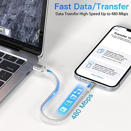 1.5ft iPhone Charging Cable Short, 3-Pack Braided USB A to Lightning Cord CarPlay [MFi Certified] Compatible with Apple iPhone 14 13 12 11 Pro/Max/Mini Xs SE2, Short Lightning Cable for Car - Image 4