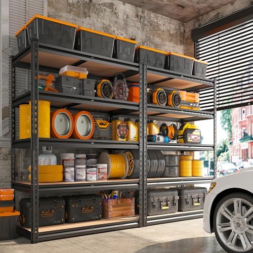 REIBII 2000LBS Garage Shelving Heavy Duty 72''H Storage Shelves 5 Tier Heavy Duty Shelving, Adjustable Metal Shelves for Garage Pantry Closet Kitchen Basement 35.5" W x72 H x 15.8" D, 2 Pack - Image 6