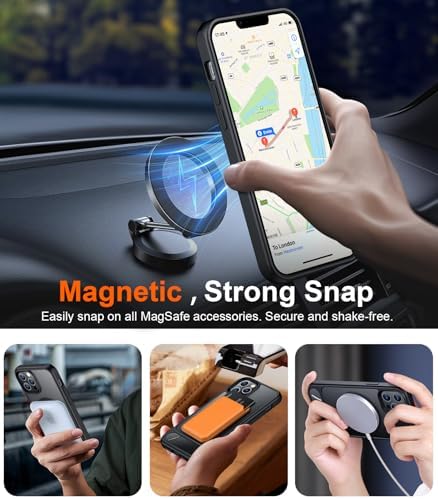 Temdan Magnetic Compatible with iPhone 12 Pro Max Case, [Built-in Invisible Kickstand][Compatible with MagSafe][Military Grade Shockproof] Slim Translucent Matte Phone Case for iPhone 12 Pro Max 6.7" - Image 4