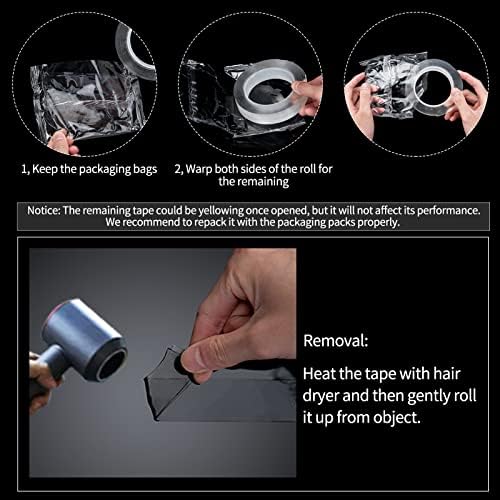 Art3d Traceless Nano Double-Sided Tape, 1/24 Inch x 2 Inch x 10 ft, Crystal - Image 3