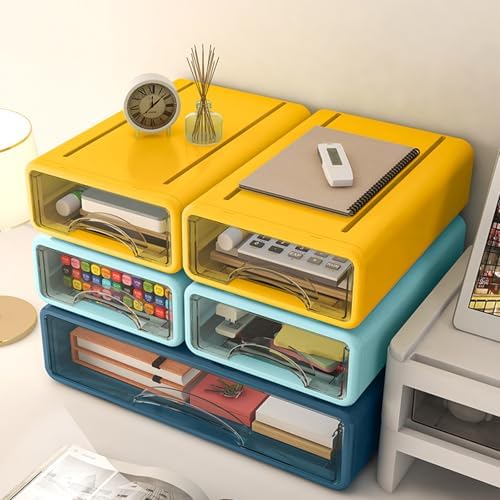 Desk Organizer with Drawers, Stackable Storage Drawers with Compartments Desktop Organization for Office Supplies, Makeup, Pencils, Tape, Erasers, Paperclips, Chargers (5pack) - Image 4