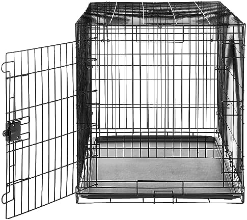 Amazon Basics Durable, Foldable Metal Wire Dog Crate with Removable Tray, Single Door, Divider Panel, 42 x 28 x 30 in, Black - Image 3