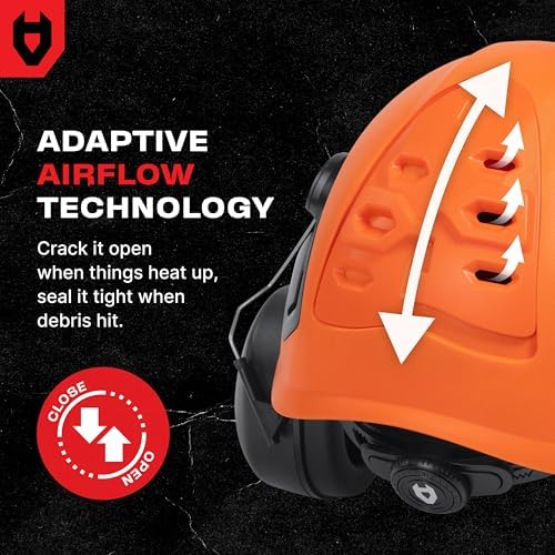 NoCry ANSI Z89.1 Rated Arborist Helmet — Chainsaw Helmet with Face Shield and Ear Muffs — Adjustable Hard Hat with Adaptive Ventilation; Impact-Resistant Mesh Face Shield for Forestry with Side Guards - Image 6