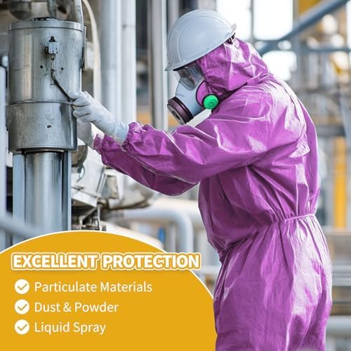 Painting Protective Suit, SMS Full Body Hazmat Suits Coveralls with Hood and Elastic Wrists for Mechanic Work - Image 3