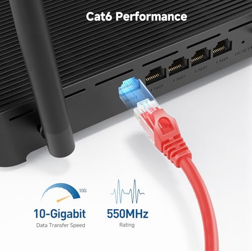 Cable Matters 10Gbps 5-Pack Snagless Cat 6 Ethernet Cable, 1ft, Red - Image 3