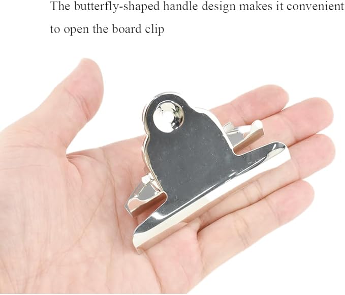 HAHIYO 2.95 Inches Metal Silver Clipboard Clips Butterfly-Shaped Clipboard - Image 4