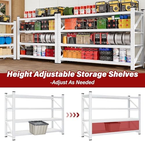 SISESOL 5000LBS Heavy Duty Garage Shelving Units,60" Wide & Deep Storage Shelves,White Metal Garage Shelves,Large Storage Rack,Steel Shelf,Industrial Shelving for Shop,Warehouse,60" W x 24" D x 70" H - Image 6