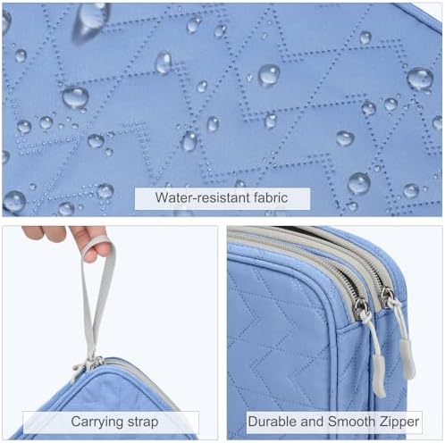 FYY Electronic Organizer, Travel Tech Pouch Bag, Large, Blue Quilted - Image 4