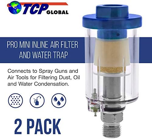 TCP Global Mini In-Line Air Filter (2 Pack) - Water & Oil Separator - Image 2