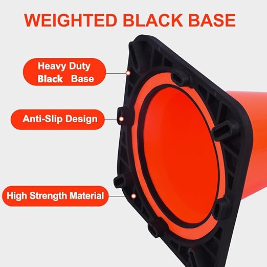BESEA 18 Inch Orange PVC Traffic Cones - Image 4