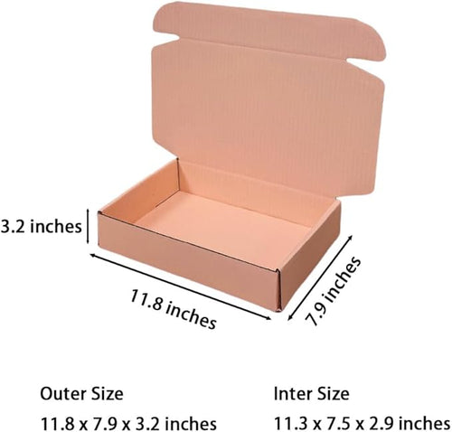 10 Pcs 11.8 x 7.9 x 3.2 inches Corrugated Cardboard Gift Boxes Recyclable - Image 2