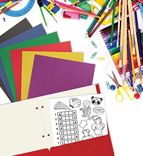 Better Office Products 2 Pocket Paper Folders, Letter Size Paper Portfolios Case of 50, Assorted Primary Colors - Image 2