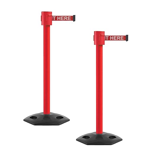Montour Line MSR760 Set of 2 Retractable Belt Barrier Stanchion, Rubber Base by Montour+Line
