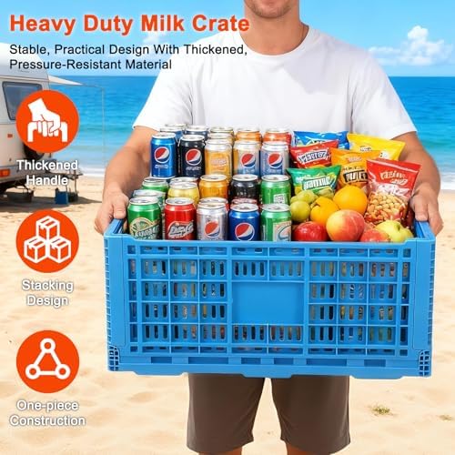 72L Collapsible Milk Crate with Handles, - Image 6