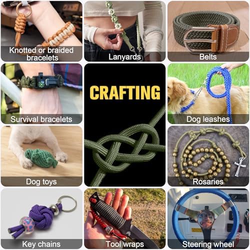 Paracord Rope 750 lb - 1000ft 5/32" Parachute Cord 4MM 12-Strand para Cord - Heavy Duty Spool String for Survival,Camping Gear, Survival Bracelet, Clothesline - Army Green - Image 7