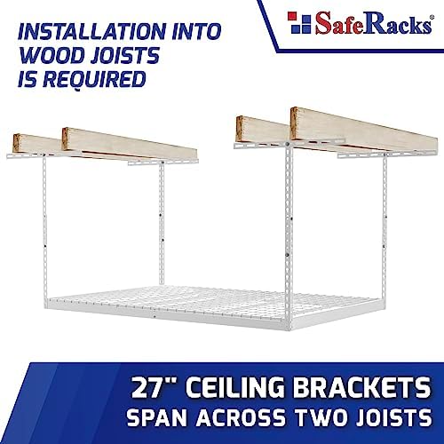 SafeRacks 3x6 Overhead Garage Storage Rack, White, 12"-21" Height - Image 6