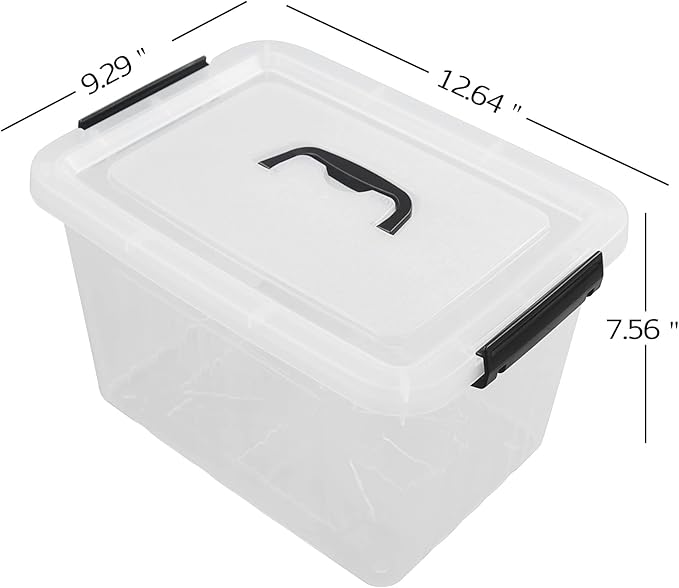 Sandmovie 12 Quart Clear Plastic Latching Storage Box, 6 Packs - Image 3