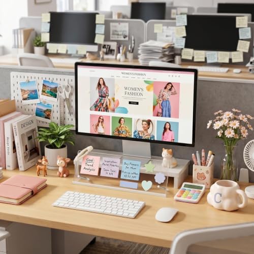 Monitor Memo Board Holder 14"x5", Office Organization Memo Holders for Computer Sticky Note Holder, Space-Saving Under Monitor, Movable & Reusable, Screen Saver for Office & Home Desktop Decor - Image 7
