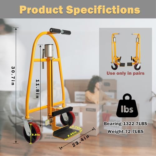 HILLHOUSE Manual Furniture Handling Equipment (2-Piece Set), Heavy Duty Cart, Aluminum, 1320 lb. Load Capacity, Gun Safe Dolly Heavy Duty, Easy Handling, Mechanical Carrier - Image 2