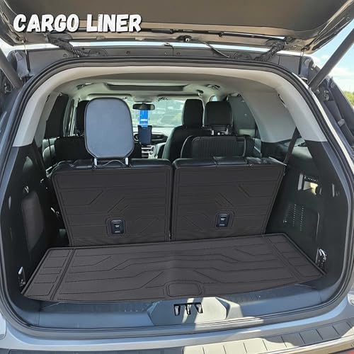 Floor Mats for Ford Explorer 2020-2024 2025 2026 6-Seat (2nd Row Captain Seat), Custom Fit TPE All Weather Floor Liners, 1st & 2nd Row & Cargo Mat & Backrest Mat Explorer Accessories - Image 5