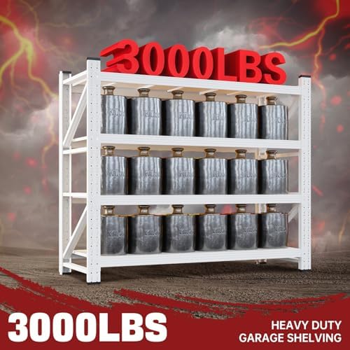 RAVIGIN 3000LBS Storage Shelves, 48" W Garage Shelving Heavy Duty Metal Adjustable Garage Shelves, Shelving Units Industrial Shelving for Warehouse, 48" W x 23.7" D x 70" H,White - Image 3