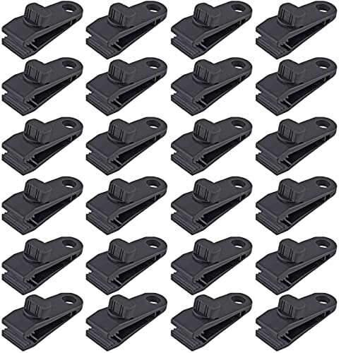 Jiozermi 24 Pcs Tarp Clips for Secures Outdoor Camping, Black by Jiozermi