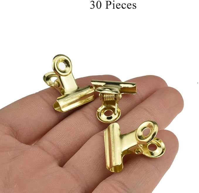 HAHIYO 0.87inch Light Gold Bulldog Clips Metal File Hinge Binder Clips Clamps - Image 5