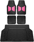 FH Group Monster Eye Full Set Rubber Floor Mats w. Trimmable Vinyl Trunk Liner/Cargo Mat Black- Fit Most Car, Truck, SUV, or Van (Pink/Black) F11313- F16403 by FHGroup