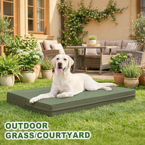 XL Dog Bed Waterproof Washable, Wipeable Leather Large Crate Pad 42" Green - Image 6