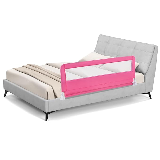 BABY JOY Bed Rails for Toddlers, Swing Down Bed Guard w/Safety Straps, Folding by BABYJOY
