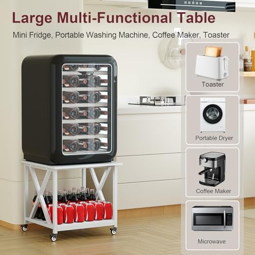 2 Tier White Printer Stand, 23.6 x 23.6 Inches Large Printer Table with Storage Shelf, Rolling Printer Cart with Wheels, Mobile Table for Home Office (White) - Image 5