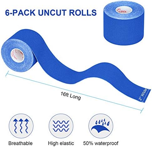 Kinesiology Tape Athletic Tape Sport Tape, Lychee Supports & Protects Muscles, Waterproof and Latex Free, Breathable Elastic for Sport Activity, No Precut (Dark Blue, 6 Rolls) - Image 2