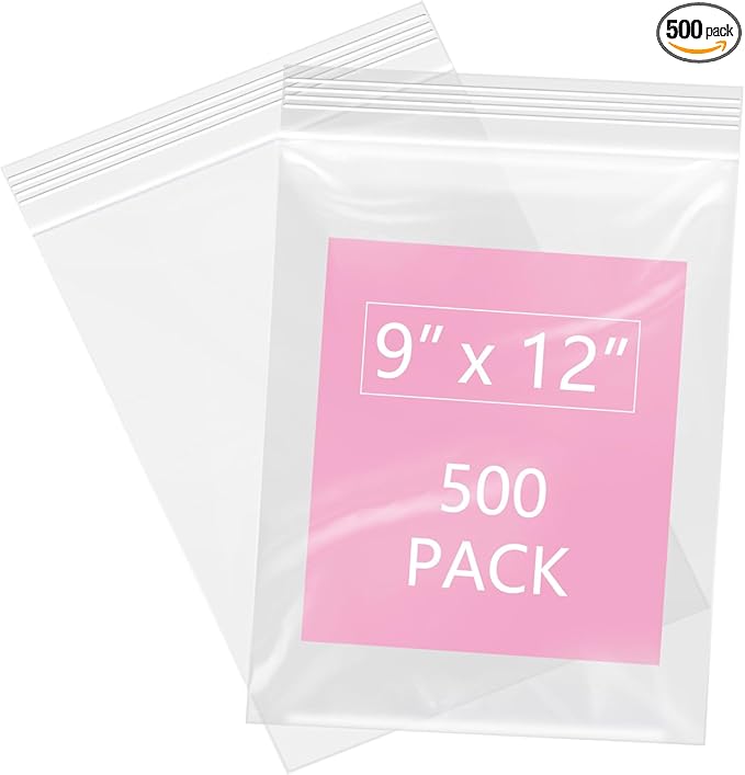 iMailer - 500 Pcs- 9" x 12" Clear Zip Bags - Reclosable Plastic Zip Poly Bags by iMailer