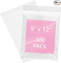 iMailer - 500 Pcs- 9" x 12" Clear Zip Bags - Reclosable Plastic Zip Poly Bags by iMailer