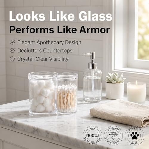 ForPro 28oz/20oz Clear Acrylic 2-Compartment Apothecary Jar with Lid - Image 4
