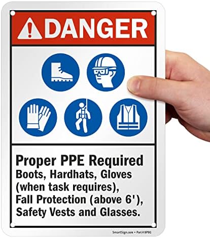 SmartSign "Danger - Proper PPE Required" Sign | 7" x 10" Aluminum - Image 2