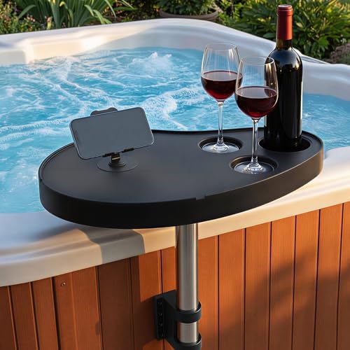 Hot Tub Tray Table with Cup Holders & Phone Holder, 360° Rotating Spa Side Table, Adjustable Hot Tub Side Table for Drinks, Snacks & Accessories, Waterproof Spa Tray by Unknown